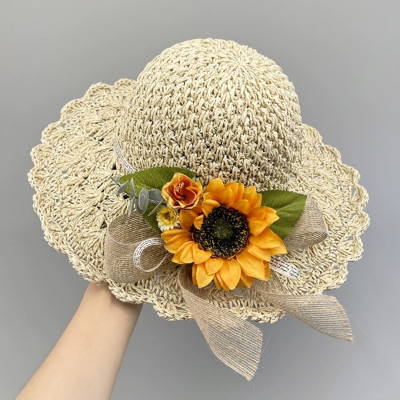 Nón mũ rộng vành gấp gọn đi biển hoa vàng mẫu mới dona24072904