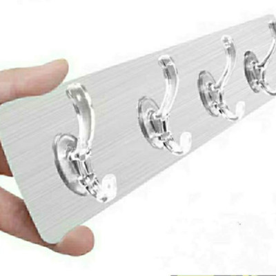 thanh giá Móc 4 & 6 treo quần áo đa năng dán tường siêu dính ( tặng bộ chổi mini vệ sinh lò vi sóng 2 in 1 có hít từ hàng nội địa nhật )