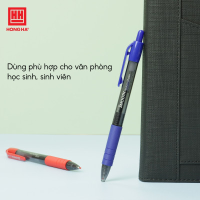 Hộp 12 Bút Semi Gel 0.7mm nét viết êm trơn, nét mực liên tục, Hồng Hà (2600)