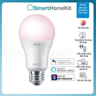 Bóng đèn thông minh WiZ Tunable White and Color RGB E27 8.5W A60 16 triệu màu Hàng Chính Hãng
