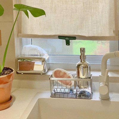 Kệ 2 Ngăn Để Bồn Rửa Chén Có Khay Hứng Giỏ Để Rẻ Rửa Bát Có Khay Hứng Nghiêng Chống Đọng Nước Tiện Lợi