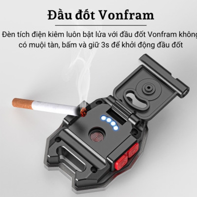 Đèn pin móc khóa đa năng mini 5in1, đèn led siêu sáng, pin sạc, có nam châm, còi cảnh báo - Hàng chính hãng