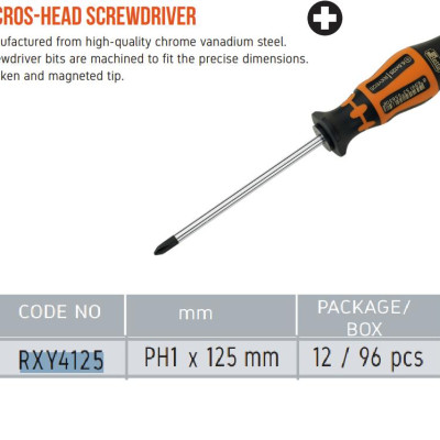 Tua vít 4 cạnh PH1 x 125mm Retta RXY4125 Thổ Nhĩ Kỳ