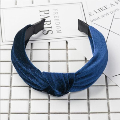 Bờm cài tóc turban nữ BN30C bản to vải nhung màu xanh lam