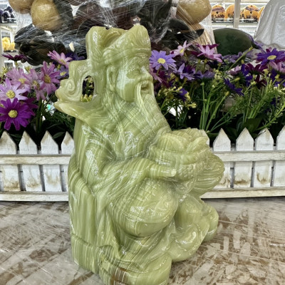 Tượng ông Thần Tài kim tiền, thần phát phong thủy đá ngọc onyx đặt bàn thờ thần tài - Cao 20 cm