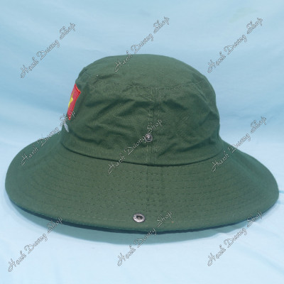 Nón tai bèo rộng vành nam thêu lá cờ Việt Nam, chất liệu vải kaki oát mát mẻ, bền chắc - Dùng khi làm việc ngoài trời - Hạnh Dương