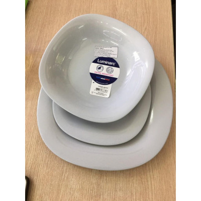 Đĩa (dĩa) thủy tinh cường lực Luminarc Carine Granit 27cm, dùng vi sóng, máy rửa bát, sản xuất Pháp - N6611