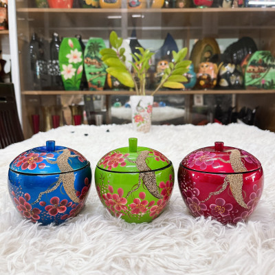 Hủ táo sơn mài cao cấp Thanh Bình Lê đựng bánh kẹo mứt, vật dụng nhỏ, trang trí bàn kệ, nhà cửa, văn phòng, quà tặng