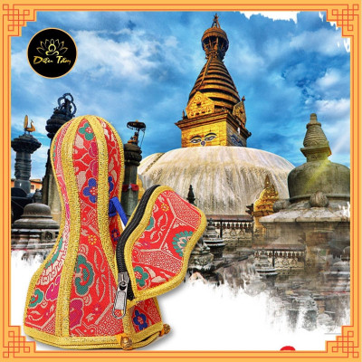 Túi vải gấm hộp đựng chuông chày kim cang Nepal mật tông tây tạng đồ thờ cúng bộ vỏ bao đựng chuông chùy - áo linh chử