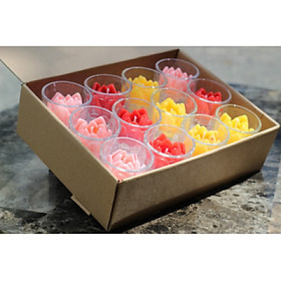 Combo 12 Ly Nến Hoa Sen Không Khói Không Mùi Từ Shop R2D 3 Màu Đỏ-Vàng-Hồng Dùng Cúng Dường, Trang Trí.