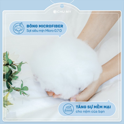 Topper khách sạn 5 sao – Nệm Topper bông Microfiber cao cấp – Tấm làm mềm nệm  - Topper lông vũ nhân tạo