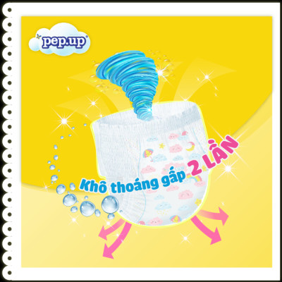 Combo 4 Gói Tã/Bỉm Quần Em Bé Pep.up Extra Dry Siêu Mềm Mại, Siêu Khô Thoáng, Kháng Khuẩn Size XL (8 Miếng/Gói)