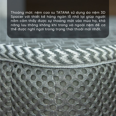 Nệm Cao Su Tổng Hợp Vải Gấm Lạnh Tatana Dạng Gấp 3, Nâng Đỡ Cơ Thể, Xếp Gọn Tiện Lợi, Bảo Hành 10 Năm