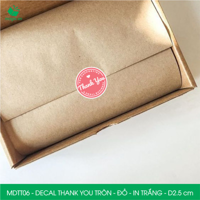 MDTT06 - D2.5cm - 500 Sticker Thank you, decal Thank you tròn dán hộp carton, tem cám ơn, nhãn dán cảm ơn trang trí gói hàng
