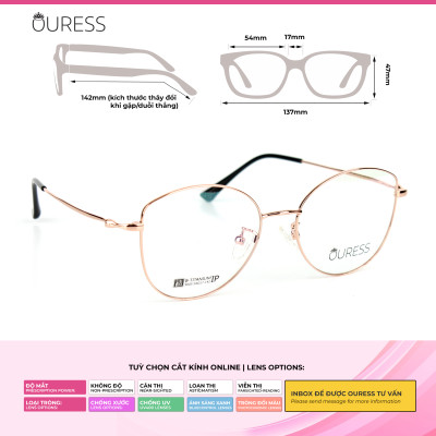 Gọng kính titanium 9005 thời trang nam nữ cao cấp siêu nhẹ siêu bền OURESS