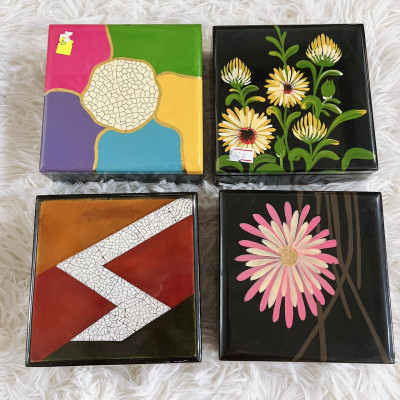 Hộp sơn mài vuông cao cấp Thanh Bình Lê đa năng đựng đồ vật, làm quà tặng ý nghĩa size 13x6 cm