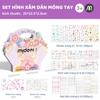 Hình xăm cho bé, dán móng tay cho bé Mideer Garden Fairy Dress Up Sticker Pack 1000 miếng