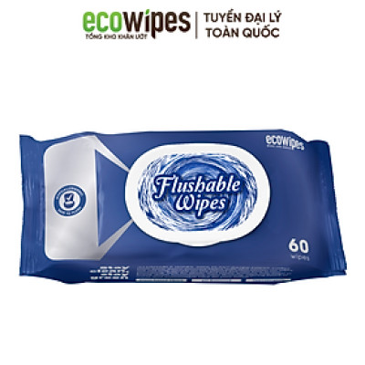 Khăn Ướt Flushable EcoWipes Gói 60 Tờ Khăn Lau Vệ Sinh Tự Phân Hủy Trong Nước