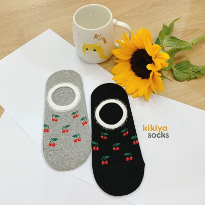 Tất vớ nữ trái cây cherry cổ thấp Kikiya cao cấp Hàn Quốc W-N-048