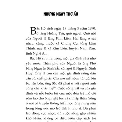 Thời niên thiếu của Bác Hồ (Xuất bản lần thứ hai) bản in 2025