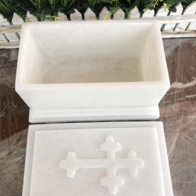 Hủ đưng tro cốt thiên chúa giáo đá cẩm thạch trắng