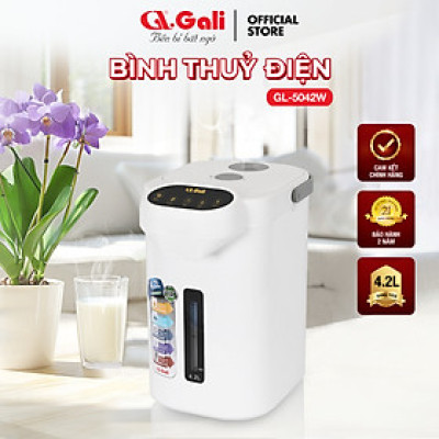 Bình Thuỷ Điện Gali GL-5042W Dung tích 4,2L nhỏ gọn, Thân bằng nhựa nguyên sinh cao cấp, lòng trong bằng Inox 304 dày chất lượng. Hàng chính hãng chất lượng cao bảo hành 24 tháng.