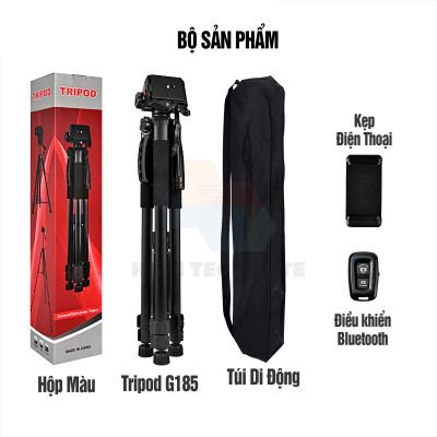tripod chân đế điện thoại, máy ảnh G-185 hỗ trợ quay chụp video, livestream, quay live tik tok chống rung lắc, cứng cáp, hàng chính hãng