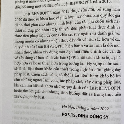 Bình luận khoa học Luật Ban hành văn bản quy phạm pháp luật năm 2015 (được sửa đổi, bổ sung năm 2020) - Lý thuyết, thực định và thực tiễn