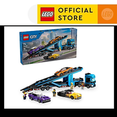 LEGO CITY 60408 Đồ Chơi Lắp Ráp Xe Tải Vận Chuyển Xe Đua Thể Thao (998 chi tiết)