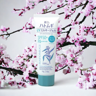 Gel Chống Nắng Nâng Tone Và Dưỡng Sáng Da Hatomugi UV Care & Tone Up Milky Gel SPF50 Pa++++ Mint Green (70 G)