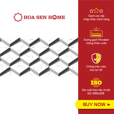 Gạch men ốp tường LUSTRA INEMB0601200058 họa tiết 3D khối lập phương, phong cách, độ hút nước dưới 0.5%, kích thước 600mmx1200mm, thùng 2 viên - Hàng chính hãng