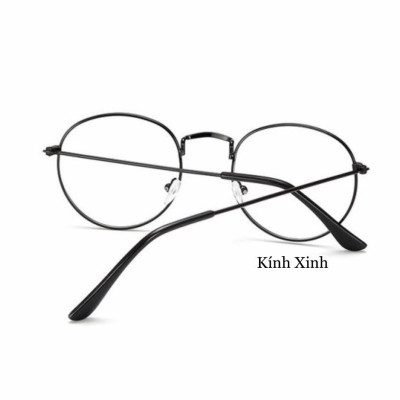 Kính Mắt Nam Nữ Thời Trang Mắt Tròn Unisex Kim Loại Gọng Tăm