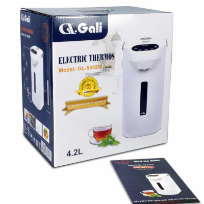 Bình Thuỷ Điện Gali GL-5042W Dung tích 4,2L nhỏ gọn, Thân bằng nhựa nguyên sinh cao cấp, lòng trong bằng Inox 304 dày chất lượng. Hàng chính hãng chất lượng cao bảo hành 24 tháng.