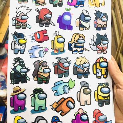 Sticker Among Us set 80 ảnh decal hình dán ép lụa