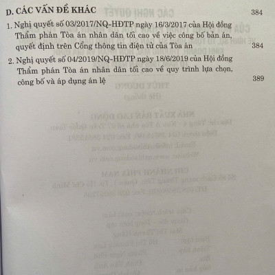 Các Nghị Quyết Của Hội Đồng Thẩm Phán Toà Án Nhân Dân Tối Cao Về Hình Sự, Tố Tụng Hình Sự, Dân Sự, Tố Tụng Dân Sự, Hành Chính, Kinh Doanh, Thương Mại, Hôn Nhân Và Gia Đình Từ Năm 1986 Đến Năm 2024