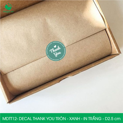 MDTT12 - D2.5cm - 1000 Sticker Thank you, decal Thank you tròn dán hộp carton, tem cám ơn, nhãn dán cảm ơn trang trí gói hàng