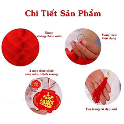 Đèn lồng trang trí nhà cửa Chữ Phúc 20cm - chất liệu nilon chống thấm nước