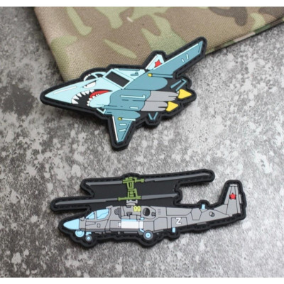 Patch_velcro cao su PVC hình máy bay và trực thăng dán ba lô_túi xách