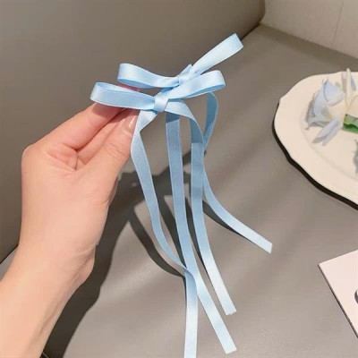 Nơ kẹp tóc dài, nơ thắt tóc dễ thương ( set 2 cái )