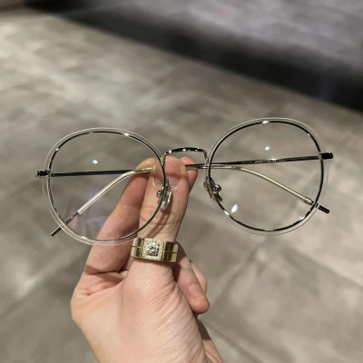 Kính Mắt tròn trong suốt không viền gọng kim loại nhẹ Korea