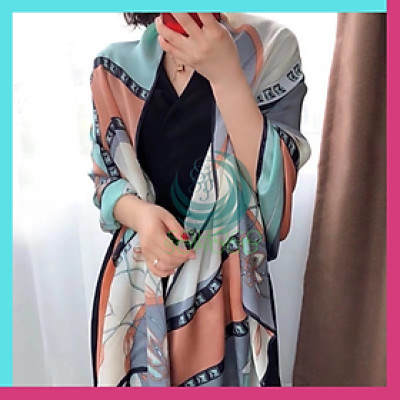 Khăn choàng cổ đi biển chất liệu silk họa tiết hoa loa kèn sang trọng 180x90cm-Qùa tặng cho phái đẹp