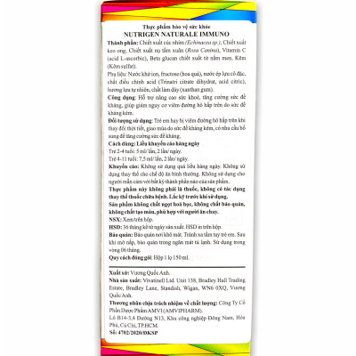 [MUA 1 TẶNG 2] KHI MUA Nutrigen Naturale Immuno - Siro Bổ Sung Dinh Dưỡng Tăng Sức Đề Kháng cho trẻ
