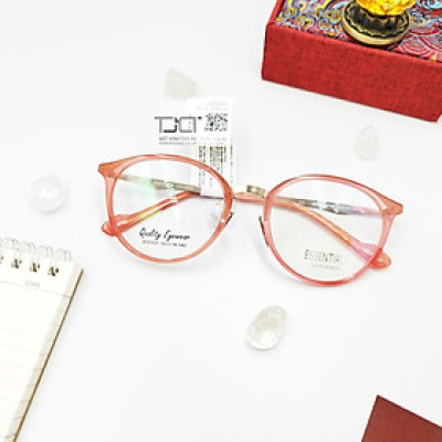 GỌNG KÍNH CẬN NỮ, PHOM TRÒN, GỌNG KIM LOẠI, MÀU HỒNG THỜI TRANG , CHÍNH HÃNG ESSENTIALS E60001-PNK