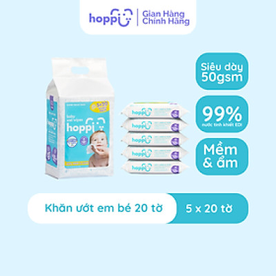 Khăn giấy ướt Hoppi không cồn không mùi giành cho bé