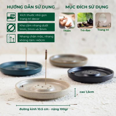 Đế Hứng Nhang Thảo Mộc Yên Bằng Gốm Tối Giản Phong Cách Thiền Nhật Đựng Tàn Nhang