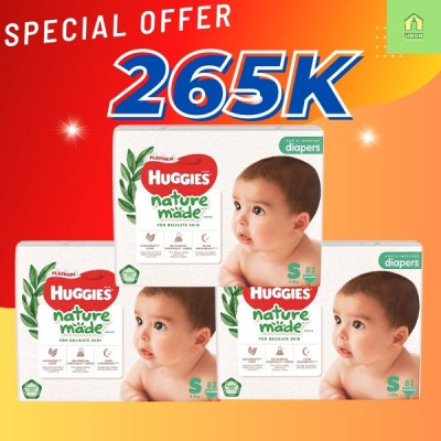 Combo 3 gói tã dán Huggies Nature Made size S82 miếng