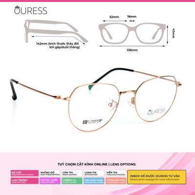 Gọng kính titanium 88035DB 1106 thời trang nữ cao cấp siêu nhẹ siêu bền OURESS