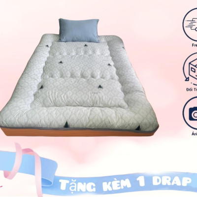 Nệm Trải Sàn, Đệm, Topper Hàng Xuất Nhật 1Mx2M, 1M2X2M, 1M4x2M, 1M6x2M, 1M8X2M Dày 9CM Tặng Kèm Drap Nệm