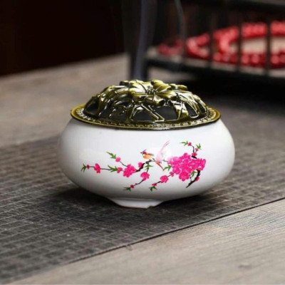 Lư sứ xông trầm cao cấp của nhà An Nhiên Việt Nam Multicoloured thánh  hoả trung  trầm Dầu Thơm Phòng Dầu Thơm trung  trầm tượng  gỗ khai  quang