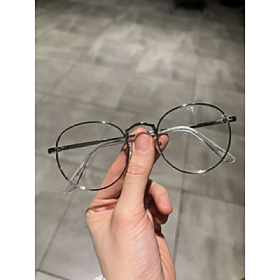 Kính mắt chống ánh sáng xanh Mắt tròn kim loại viền dày